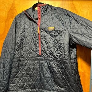 L.L. Bean Navy Quilted Jacket with Burgundy Accents